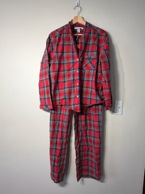 Victoria's Secret Red Plaid Tartan lightweight Loungewear Pajama Set size M